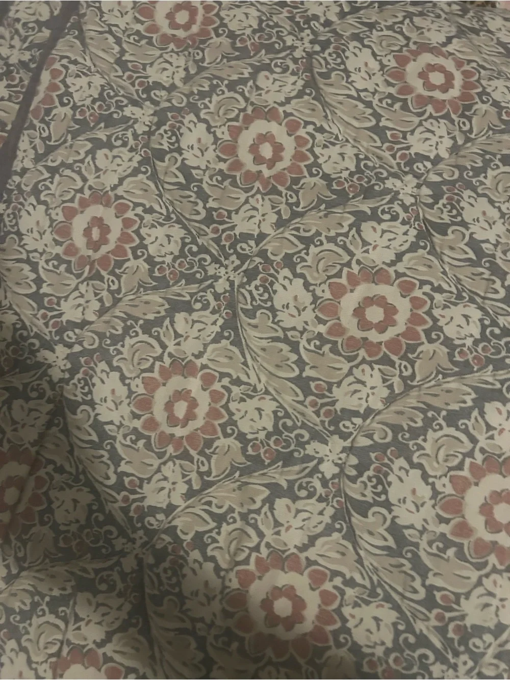 Floral Jacquard Comforter in Coral, Cream, and Gray